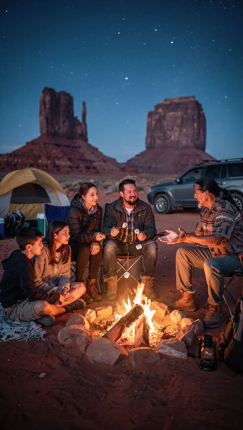Красивая панорама Монументальной долины с яркими красками заката.